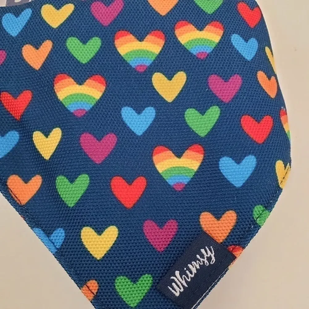 Doghaus Whimsy Collection Rainbow Hearts Reversible Dog Bandana Collar Large